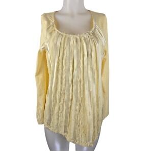 Soft Surroundings Beautiful Yellow Ribbon Design Women Blouse Lg